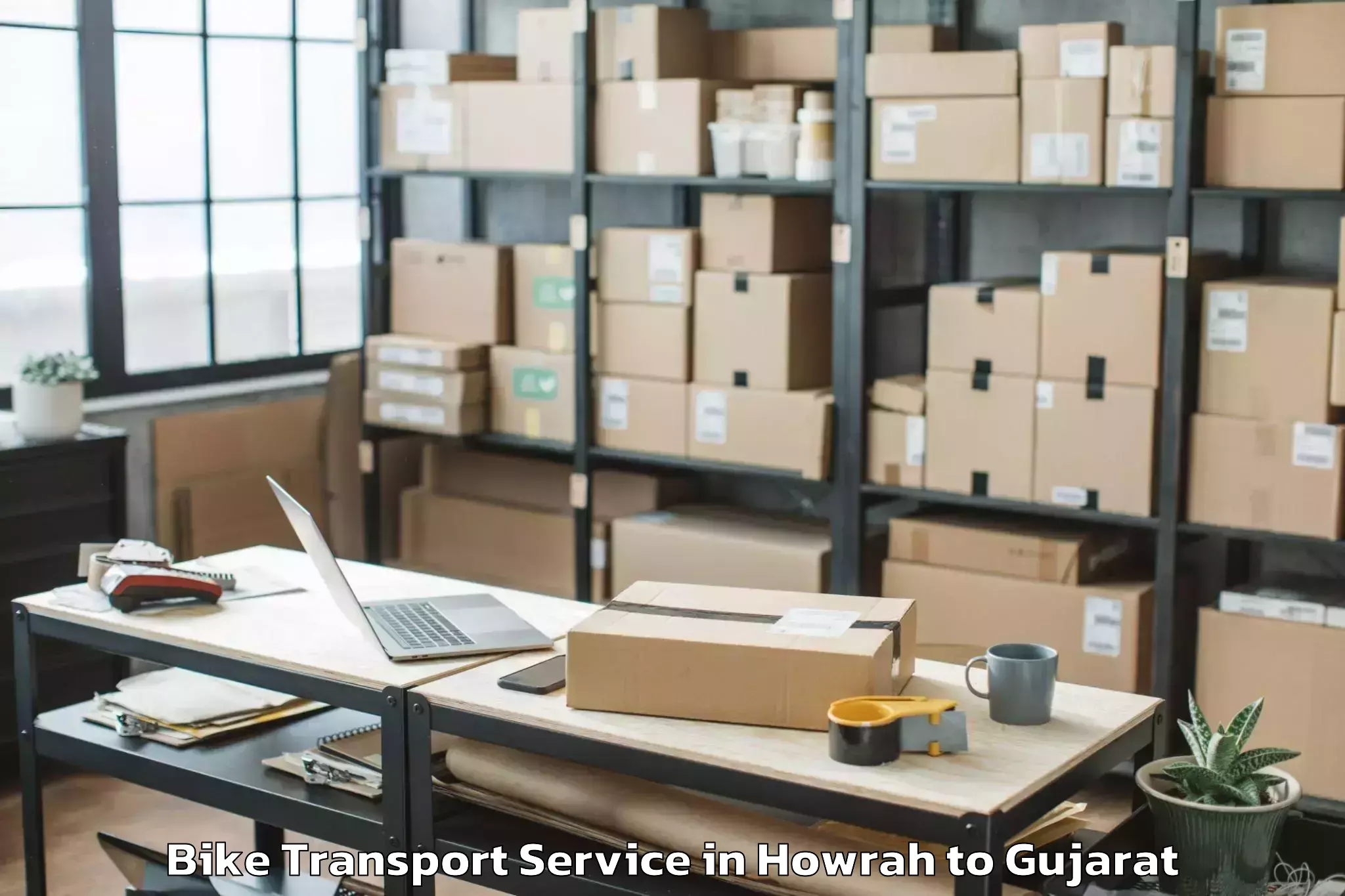 Affordable Howrah to Gls University Ahmedabad Bike Transport